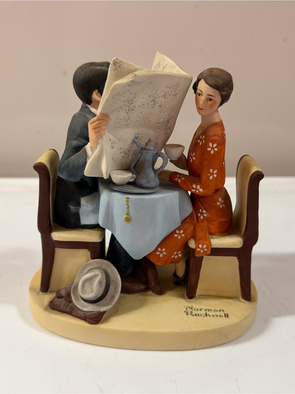 Vintage Norman Rockwell Figurine Danbury Mint Breakfast Conversation Series II